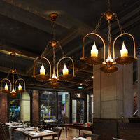 Drie-licht Kaars Kroonluchters Metaal Vintage Plafond Hanglamp in Brons voor Eetkamer