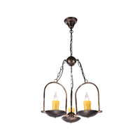 Drie-licht Kaars Kroonluchters Metaal Vintage Plafond Hanglamp in Brons voor Eetkamer