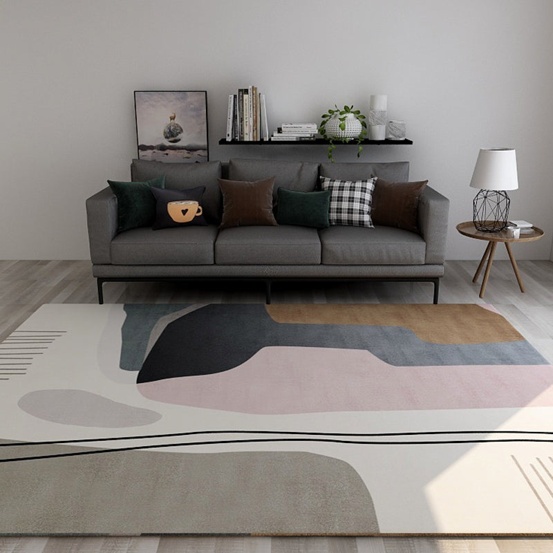 Noordse Zithoek Tapijt Pastel Kleurblok Abstract Vloerkleed Synthetisch Antislip Machinewasbaar Vloerkleed
