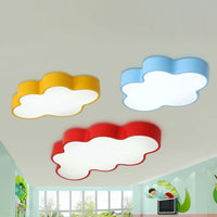 Gele Wol Dichtbij Plafond Licht Cartoon Metaal LED Plafondlamp in Wit/3 Kleur Licht, 19.5"/23.5"/35.5" Breed