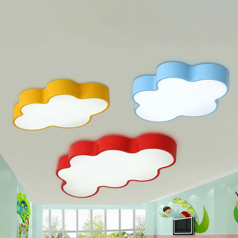 Gele Wol Dichtbij Plafond Licht Cartoon Metaal LED Plafondlamp in Wit/3 Kleur Licht, 19.5"/23.5"/35.5" Breed