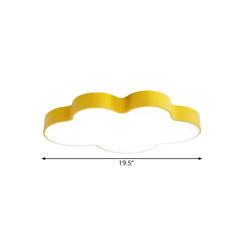 Gele Wol Dichtbij Plafond Licht Cartoon Metaal LED Plafondlamp in Wit/3 Kleur Licht, 19.5"/23.5"/35.5" Breed