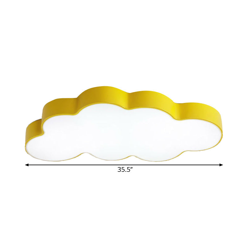 Gele Wol Dichtbij Plafond Licht Cartoon Metaal LED Plafondlamp in Wit/3 Kleur Licht, 19.5"/23.5"/35.5" Breed
