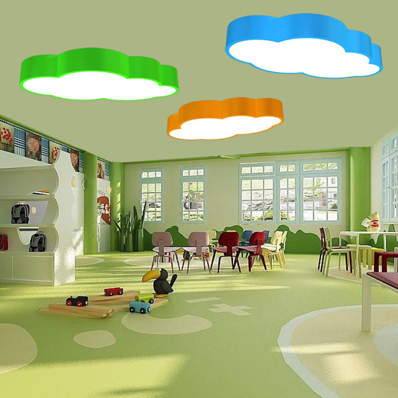 Wolkvormige Nursery Plafondlamp Acryl 18"/20.5" Breed LED Cartoon Flush Mount Verlichting in Rood/Geel/Blauw