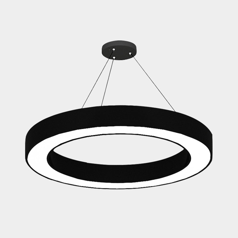 Cirkel LED Hanglamp Kit Minimalisme Acryl Kantoor Hanglamp in Zwart, 16"/23.5"/47" Dia