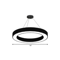Cirkel LED Hanglamp Kit Minimalisme Acryl Kantoor Hanglamp in Zwart, 16"/23.5"/47" Dia