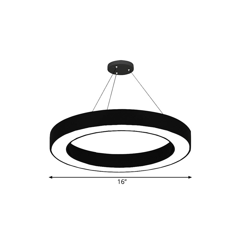 Cirkel LED Hanglamp Kit Minimalisme Acryl Kantoor Hanglamp in Zwart, 16"/23.5"/47" Dia