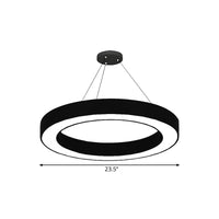 Cirkel LED Hanglamp Kit Minimalisme Acryl Kantoor Hanglamp in Zwart, 16"/23.5"/47" Dia