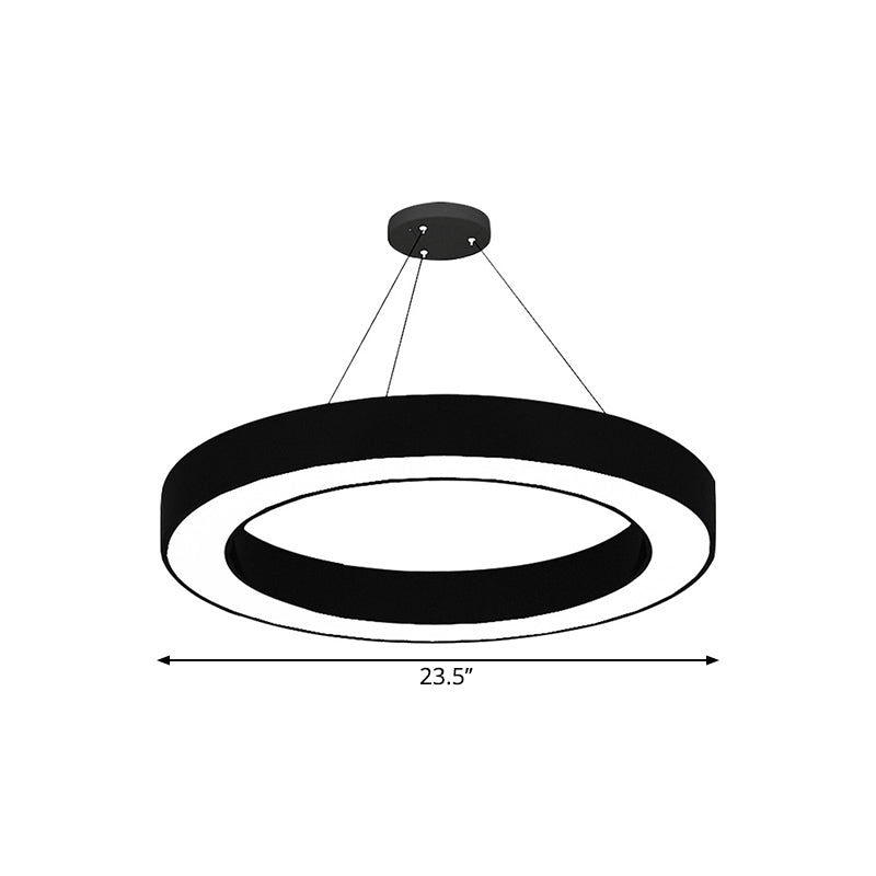Cirkel LED Hanglamp Kit Minimalisme Acryl Kantoor Hanglamp in Zwart, 16"/23.5"/47" Dia