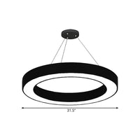 Cirkel LED Hanglamp Kit Minimalisme Acryl Kantoor Hanglamp in Zwart, 16"/23.5"/47" Dia