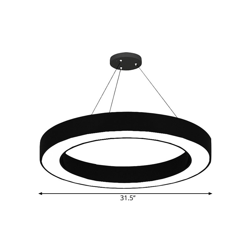 Cirkel LED Hanglamp Kit Minimalisme Acryl Kantoor Hanglamp in Zwart, 16"/23.5"/47" Dia