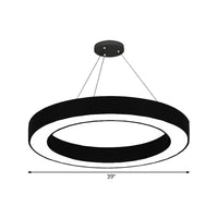 Cirkel LED Hanglamp Kit Minimalisme Acryl Kantoor Hanglamp in Zwart, 16"/23.5"/47" Dia