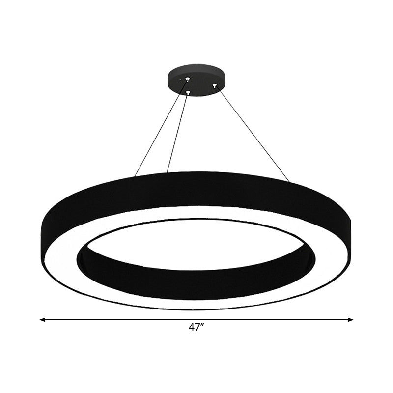Cirkel LED Hanglamp Kit Minimalisme Acryl Kantoor Hanglamp in Zwart, 16"/23.5"/47" Dia