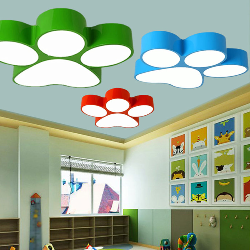 Creatieve Hondenpoot Flush Mount Metaal Kinderkamer LED Plafondverlichting in Rood/Geel/Blauw, 18"/23.5" Breedte