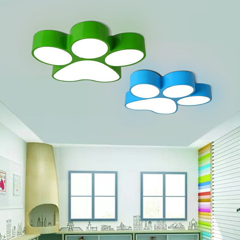 Creatieve Hondenpoot Flush Mount Metaal Kinderkamer LED Plafondverlichting in Rood/Geel/Blauw, 18"/23.5" Breedte