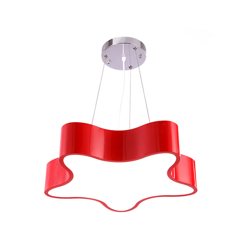Kinderdagverblijf LED Hanglamp Kinderen Rood/Groen/Geel Afwerking Dangle Pendant met Ster Acryl Schaduw, 11"/15" B