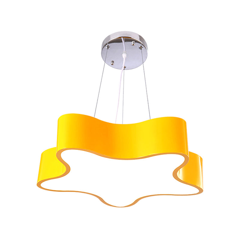Kinderdagverblijf LED Hanglamp Kinderen Rood/Groen/Geel Afwerking Dangle Pendant met Ster Acryl Schaduw, 11"/15" B