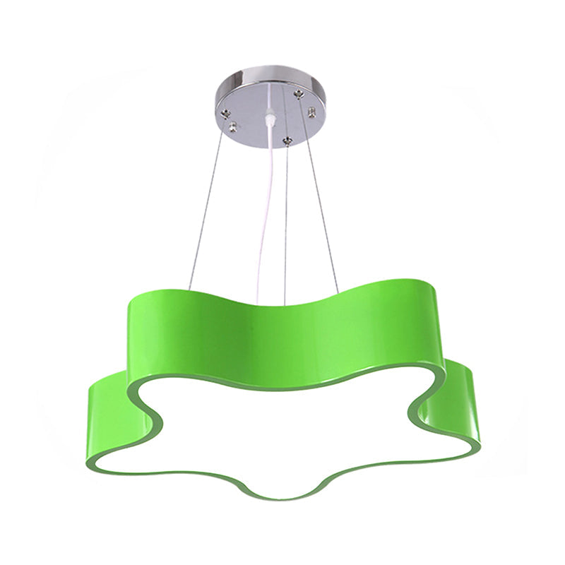 Kinderdagverblijf LED Hanglamp Kinderen Rood/Groen/Geel Afwerking Dangle Pendant met Ster Acryl Schaduw, 11"/15" B