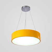 Macaron Trommelvormige Hanglamp Metaal Kinderopvang LED Hanglamp in Rood/Geel/Groen, 16"/19.5" Dia