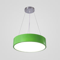 Macaron Trommelvormige Hanglamp Metaal Kinderopvang LED Hanglamp in Rood/Geel/Groen, 16"/19.5" Dia