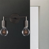 Bare Bulb Metalen Wandverlichting Minimalistisch 1/2-Licht Binnen Sconces Lamp in Zwart/Koper/Chroom met Vierkante Arm