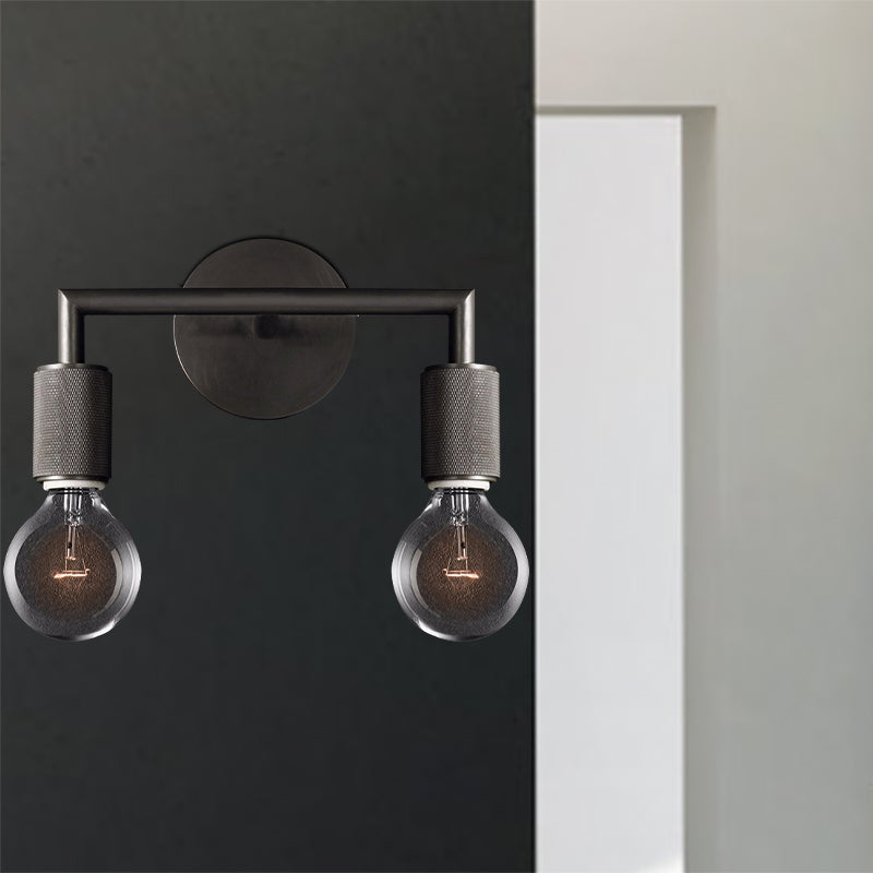 Bare Bulb Metalen Wandverlichting Minimalistisch 1/2-Licht Binnen Sconces Lamp in Zwart/Koper/Chroom met Vierkante Arm
