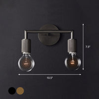 Bare Bulb Metalen Wandverlichting Minimalistisch 1/2-Licht Binnen Sconces Lamp in Zwart/Koper/Chroom met Vierkante Arm