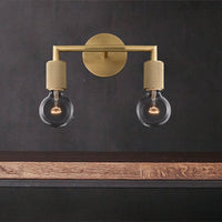 Bare Bulb Metalen Wandverlichting Minimalistisch 1/2-Licht Binnen Sconces Lamp in Zwart/Koper/Chroom met Vierkante Arm