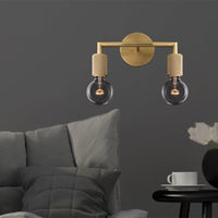 Bare Bulb Metalen Wandverlichting Minimalistisch 1/2-Licht Binnen Sconces Lamp in Zwart/Koper/Chroom met Vierkante Arm