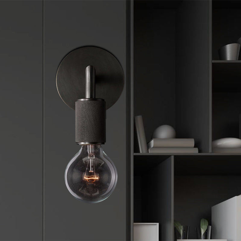 Bare Bulb Metalen Wandverlichting Minimalistisch 1/2-Licht Binnen Sconces Lamp in Zwart/Koper/Chroom met Vierkante Arm