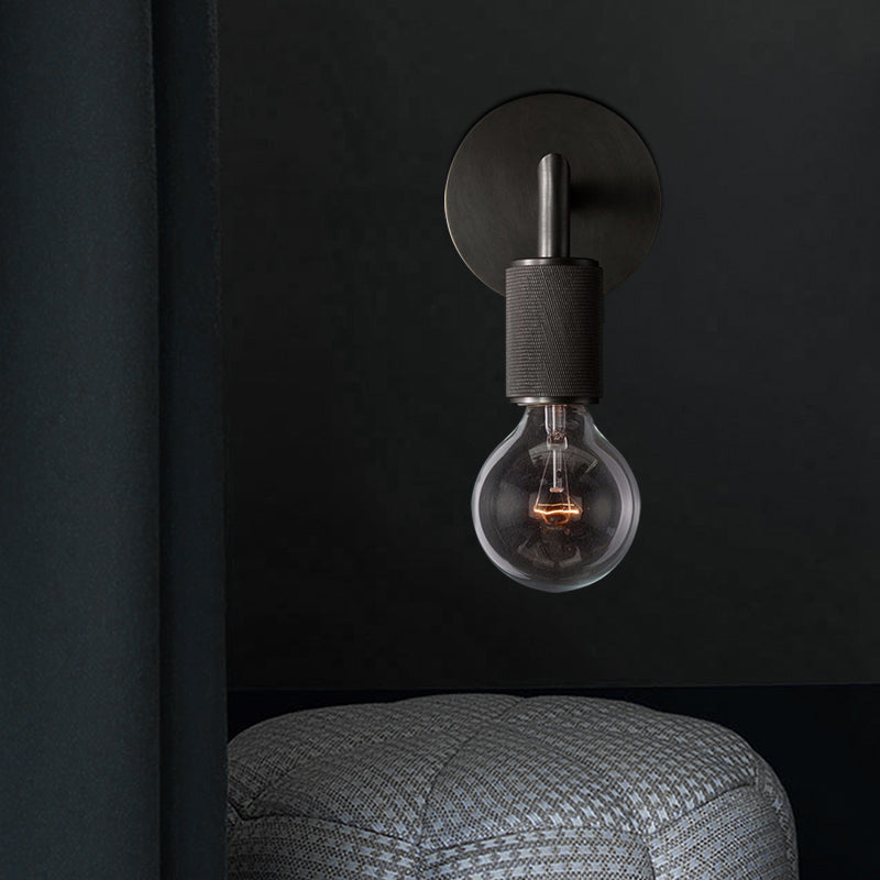 Bare Bulb Metalen Wandverlichting Minimalistisch 1/2-Licht Binnen Sconces Lamp in Zwart/Koper/Chroom met Vierkante Arm