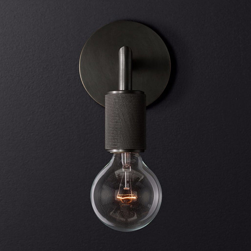 Bare Bulb Metalen Wandverlichting Minimalistisch 1/2-Licht Binnen Sconces Lamp in Zwart/Koper/Chroom met Vierkante Arm