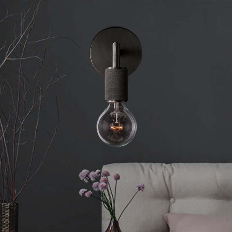 Bare Bulb Metalen Wandverlichting Minimalistisch 1/2-Licht Binnen Sconces Lamp in Zwart/Koper/Chroom met Vierkante Arm