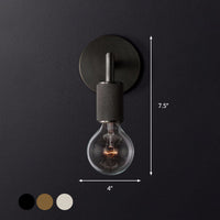 Bare Bulb Metalen Wandverlichting Minimalistisch 1/2-Licht Binnen Sconces Lamp in Zwart/Koper/Chroom met Vierkante Arm