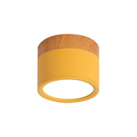 Cilinder Kleine Flush Plafondlamp Macaron Metaal Keuken Bar Flush Mount Verlichting in Geel/Blauw/Zwart en Hout