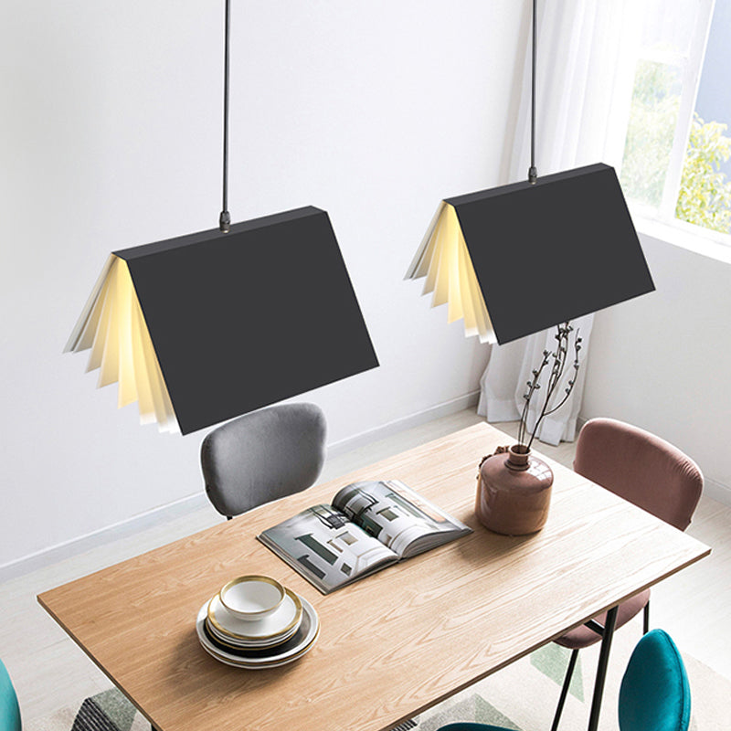Boekvormige Café Hanglamp Metaal Enkelvoudige Lamp Macaron Plafond Hanglicht in Blauw/Roze/Zwart