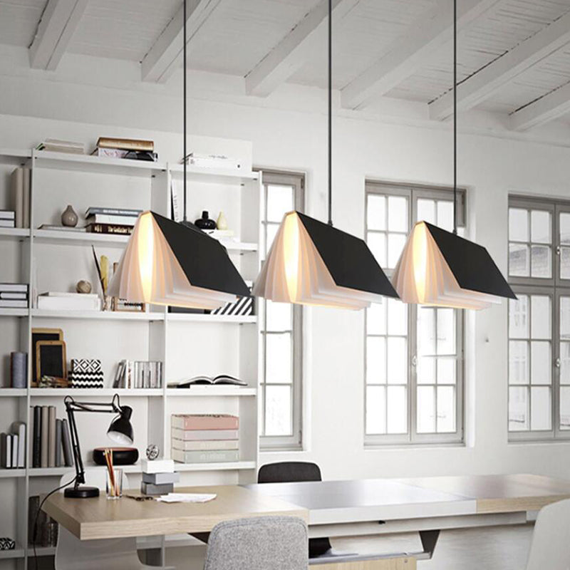 Boekvormige Café Hanglamp Metaal Enkelvoudige Lamp Macaron Plafond Hanglicht in Blauw/Roze/Zwart