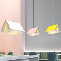 Boekvormige Café Hanglamp Metaal Enkelvoudige Lamp Macaron Plafond Hanglicht in Blauw/Roze/Zwart