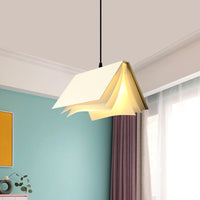 Boekvormige Café Hanglamp Metaal Enkelvoudige Lamp Macaron Plafond Hanglicht in Blauw/Roze/Zwart