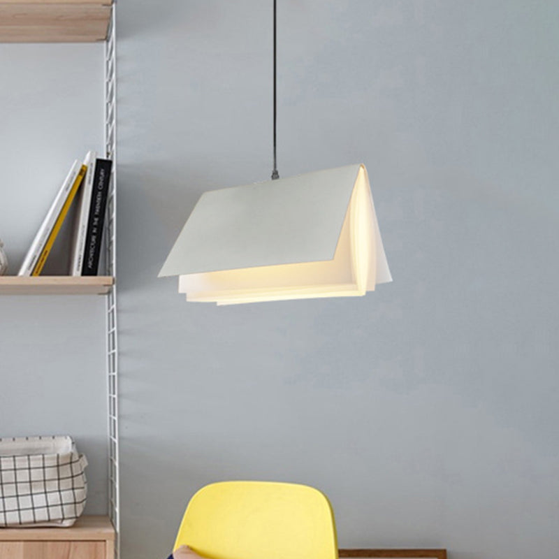Boekvormige Café Hanglamp Metaal Enkelvoudige Lamp Macaron Plafond Hanglicht in Blauw/Roze/Zwart