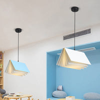 Boekvormige Café Hanglamp Metaal Enkelvoudige Lamp Macaron Plafond Hanglicht in Blauw/Roze/Zwart