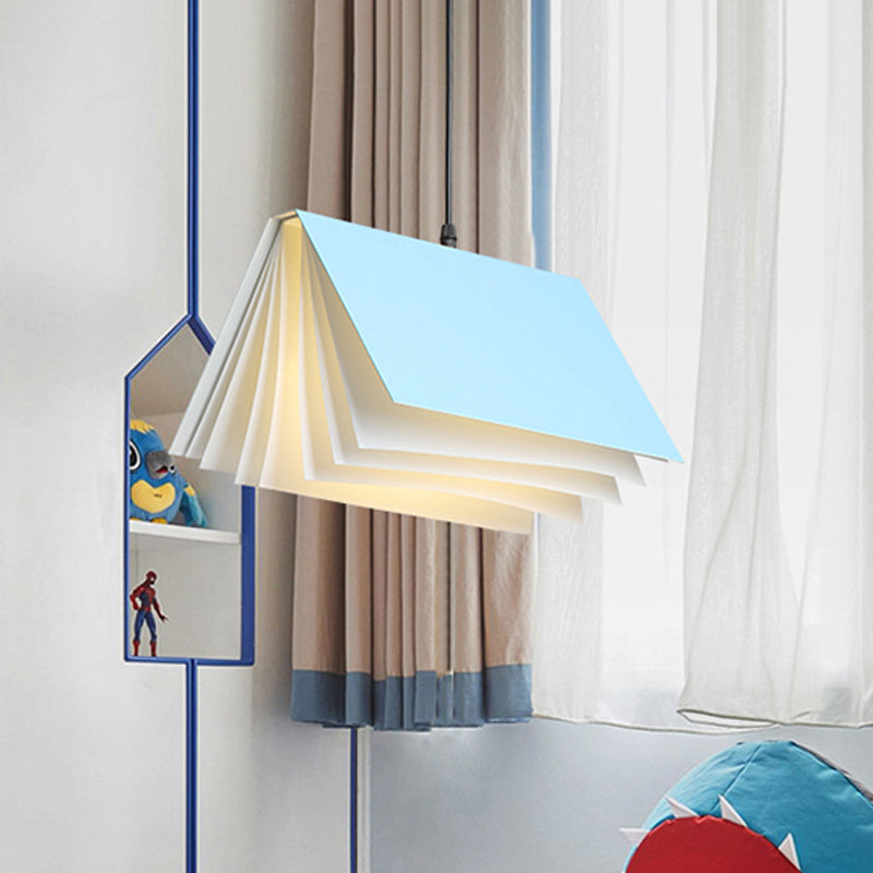 Boekvormige Café Hanglamp Metaal Enkelvoudige Lamp Macaron Plafond Hanglicht in Blauw/Roze/Zwart