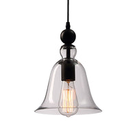 Zwarte Enkele Plafond Pendel Lamp Rustieke Bel Helder Glas Hanglamp