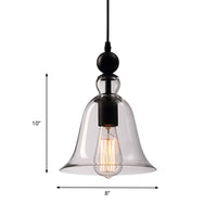 Zwarte Enkele Plafond Pendel Lamp Rustieke Bel Helder Glas Hanglamp