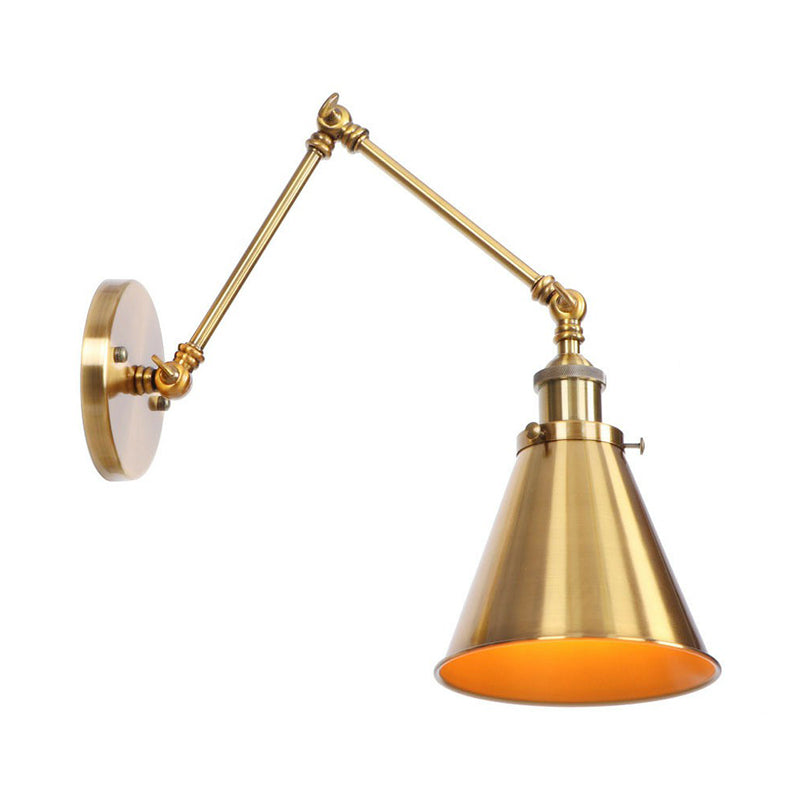 IJzeren Messing Taak Wandverlichting Golfvorm/Hoorngvorm/Conisch Enkel 6"/8" Brede Antieke Wandlamp met Swingarm
