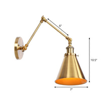 IJzeren Messing Taak Wandverlichting Golfvorm/Hoorngvorm/Conisch Enkel 6"/8" Brede Antieke Wandlamp met Swingarm