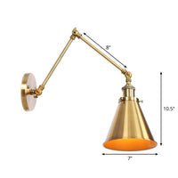 IJzeren Messing Taak Wandverlichting Golfvorm/Hoorngvorm/Conisch Enkel 6"/8" Brede Antieke Wandlamp met Swingarm