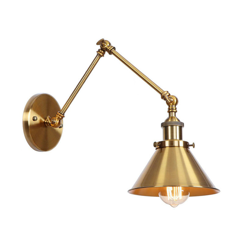 IJzeren Messing Taak Wandverlichting Golfvorm/Hoorngvorm/Conisch Enkel 6"/8" Brede Antieke Wandlamp met Swingarm