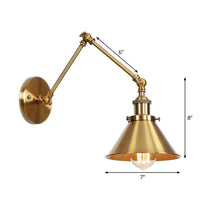 IJzeren Messing Taak Wandverlichting Golfvorm/Hoorngvorm/Conisch Enkel 6"/8" Brede Antieke Wandlamp met Swingarm