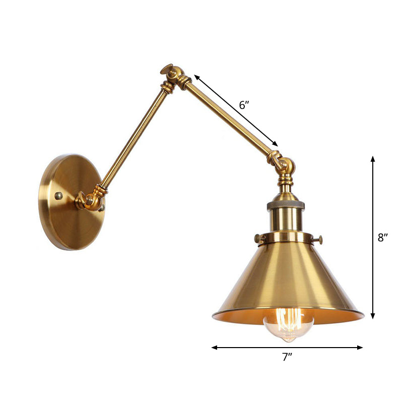 IJzeren Messing Taak Wandverlichting Golfvorm/Hoorngvorm/Conisch Enkel 6"/8" Brede Antieke Wandlamp met Swingarm